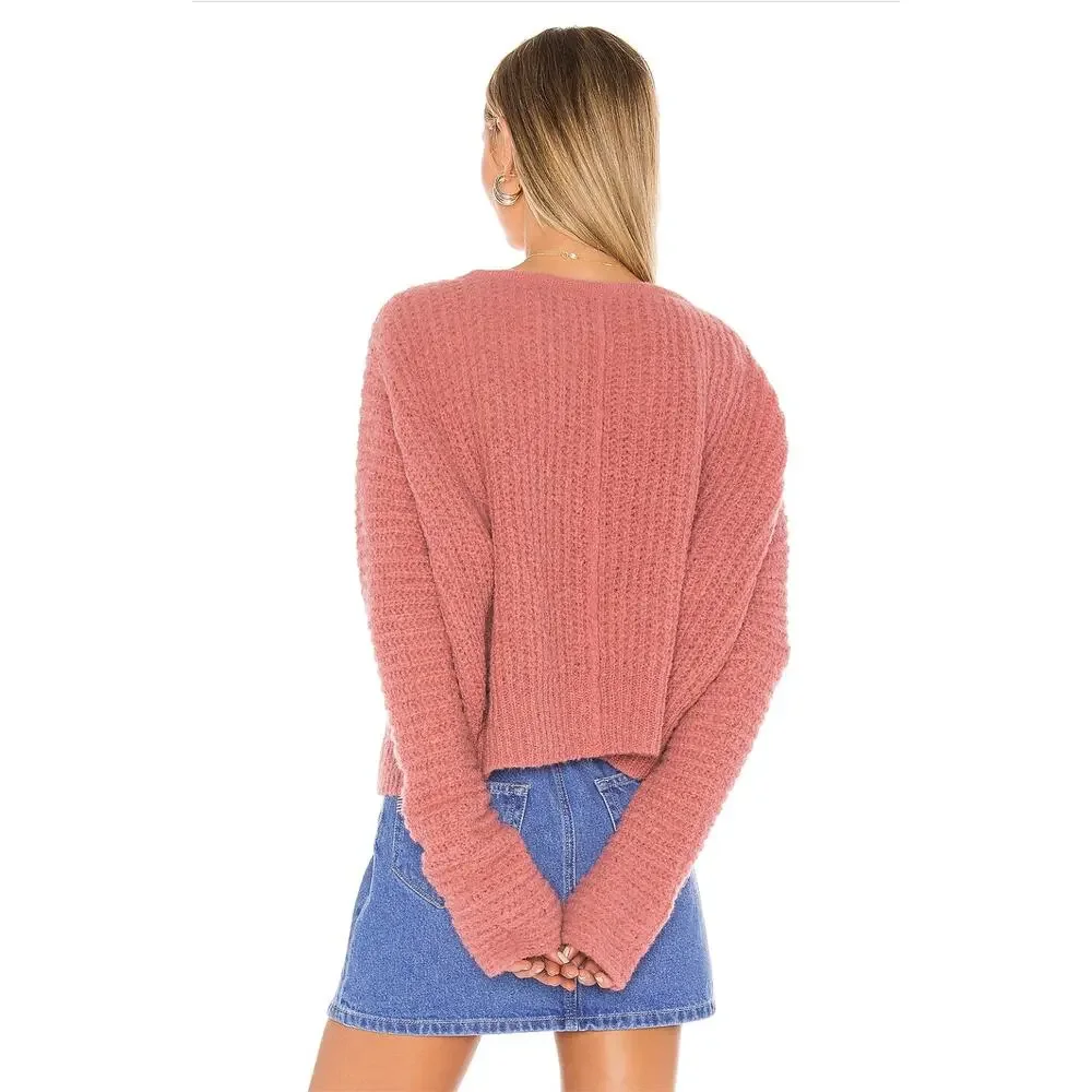 Free People Pink Rose Moonbeam V Neck Sweater